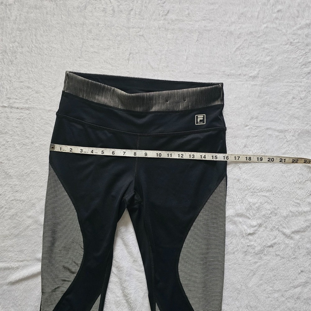 FILA Sport Women's Gray Striped Trim Wide Waistband Capri Crop Leggings Medium - Picture 8 of 10